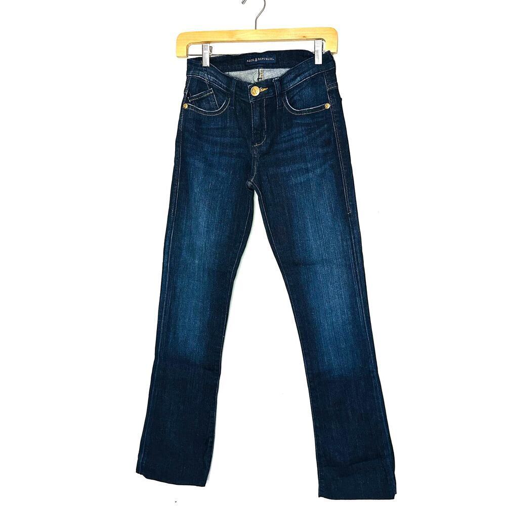 ROCK & REPUBLIC Kasandra Dark Bedazzled Wings Back Pockets Denim Jeans Size 2